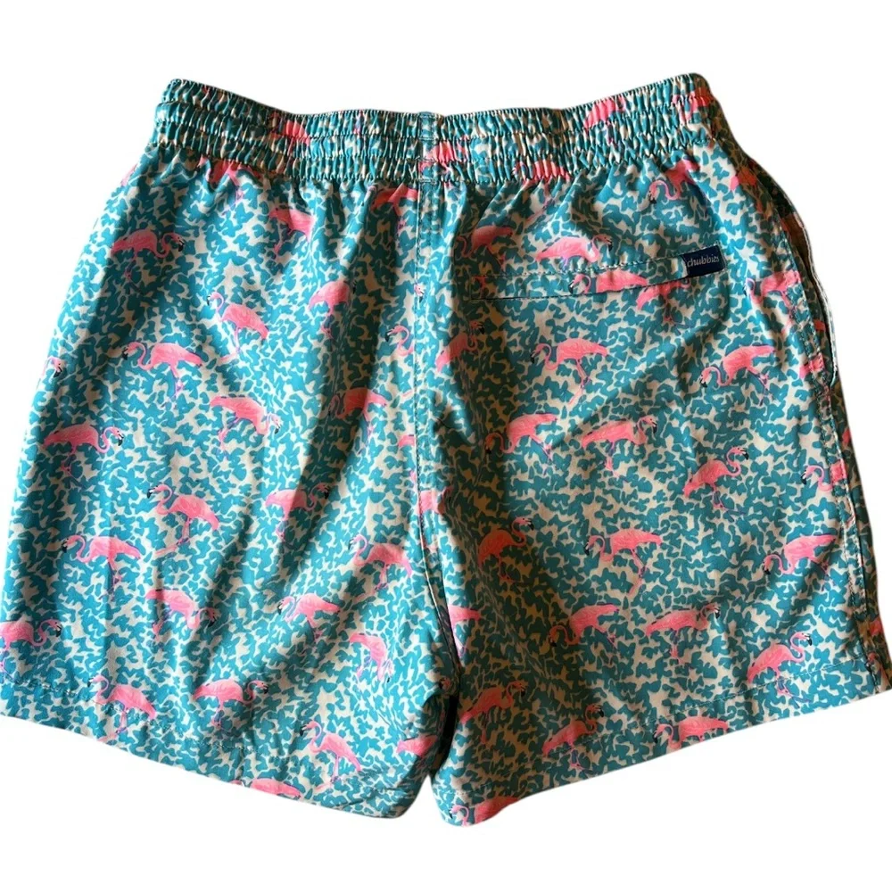 Chubbies Men’s‎ Flamingo Swim Trunks Blue Pink 5.5” Inseam Size Small